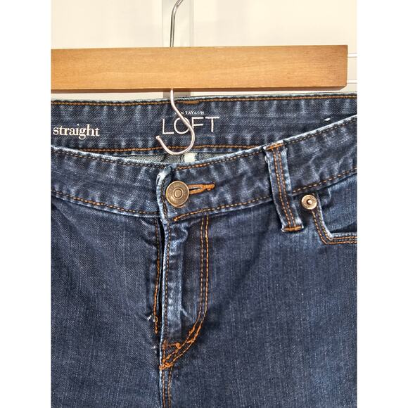 Ann Taylor LOFT Women's Blue Mid Rise Modern Straight Casual Jeans Size 34 - Picture 3 of 4